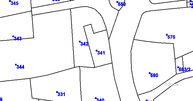 Parcela st. 341 v KÚ Bludov, Katastrální mapa