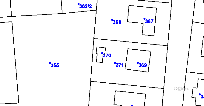 Parcela st. 370 v KÚ Bludov, Katastrální mapa