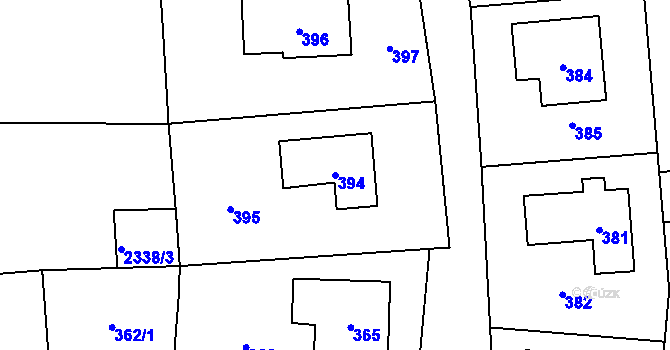 Parcela st. 394 v KÚ Bludov, Katastrální mapa