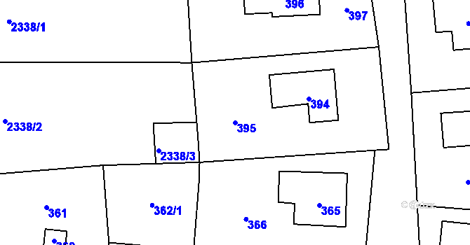 Parcela st. 395 v KÚ Bludov, Katastrální mapa