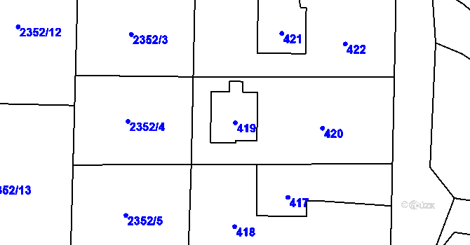 Parcela st. 419 v KÚ Bludov, Katastrální mapa