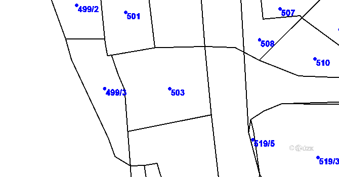 Parcela st. 503 v KÚ Bludov, Katastrální mapa
