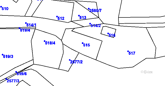 Parcela st. 515 v KÚ Bludov, Katastrální mapa