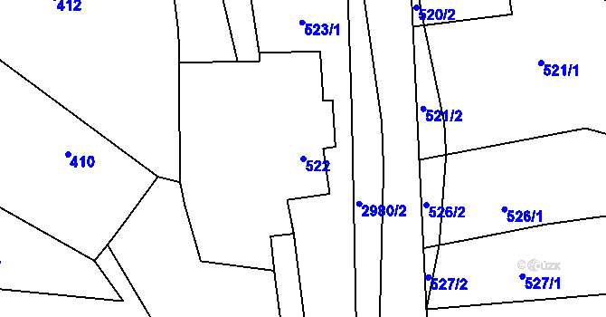 Parcela st. 522 v KÚ Bludov, Katastrální mapa