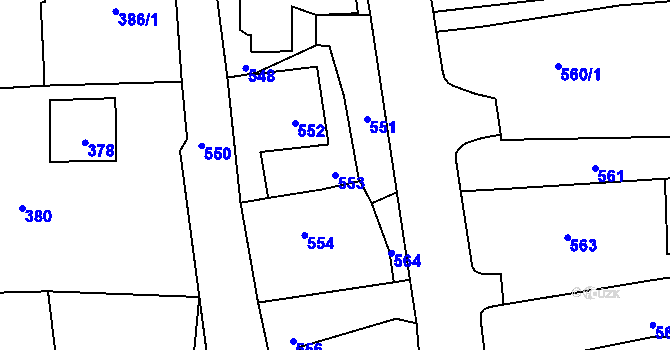 Parcela st. 553 v KÚ Bludov, Katastrální mapa