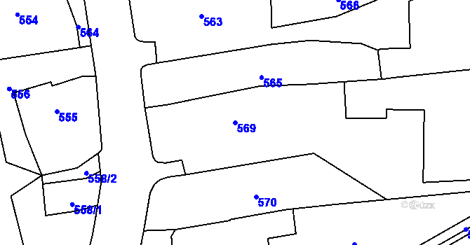 Parcela st. 569 v KÚ Bludov, Katastrální mapa