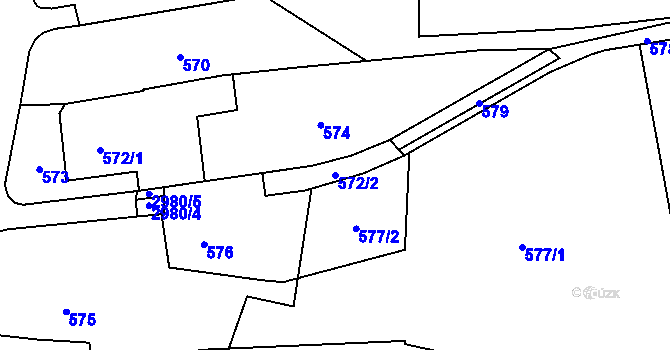 Parcela st. 572/2 v KÚ Bludov, Katastrální mapa