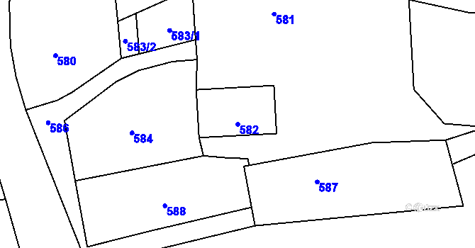 Parcela st. 582 v KÚ Bludov, Katastrální mapa