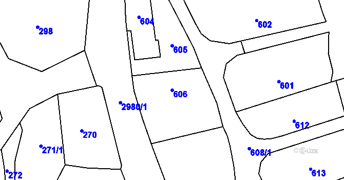 Parcela st. 606 v KÚ Bludov, Katastrální mapa