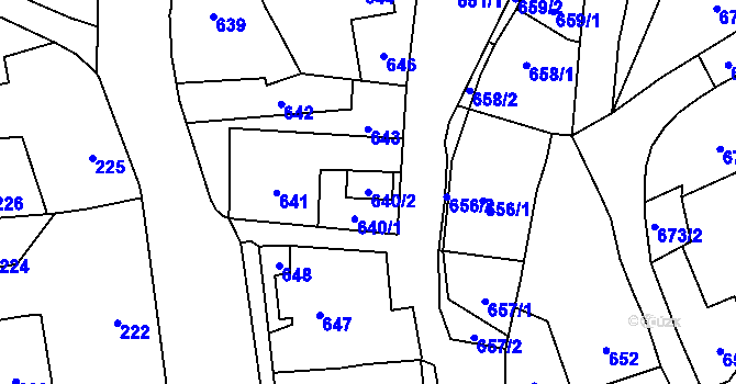 Parcela st. 640/2 v KÚ Bludov, Katastrální mapa