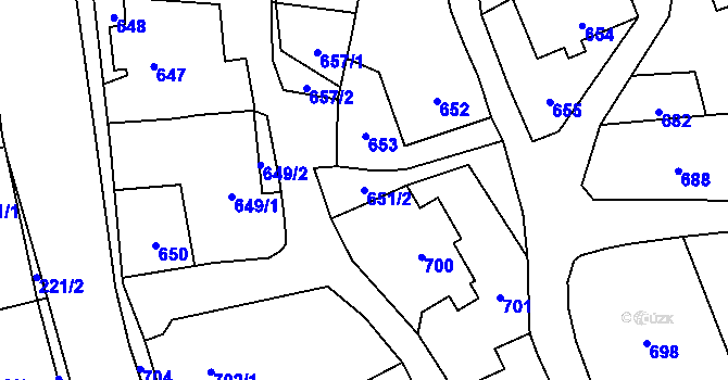 Parcela st. 651/2 v KÚ Bludov, Katastrální mapa