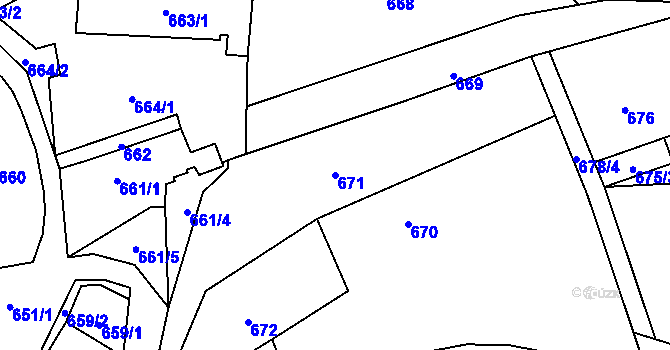 Parcela st. 671 v KÚ Bludov, Katastrální mapa