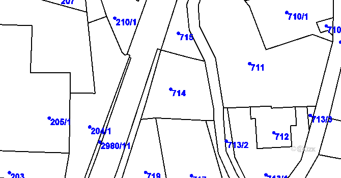 Parcela st. 714 v KÚ Bludov, Katastrální mapa