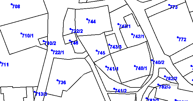 Parcela st. 745 v KÚ Bludov, Katastrální mapa