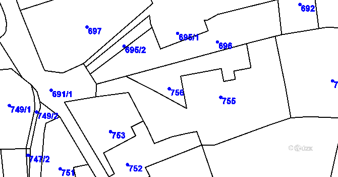 Parcela st. 756 v KÚ Bludov, Katastrální mapa