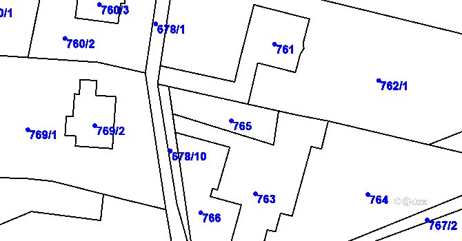 Parcela st. 765 v KÚ Bludov, Katastrální mapa