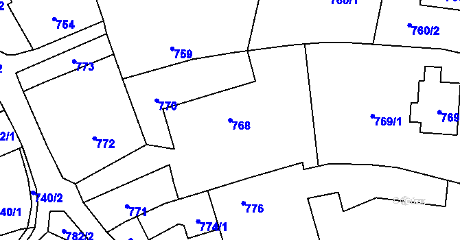 Parcela st. 768 v KÚ Bludov, Katastrální mapa