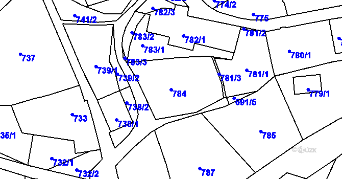 Parcela st. 784 v KÚ Bludov, Katastrální mapa