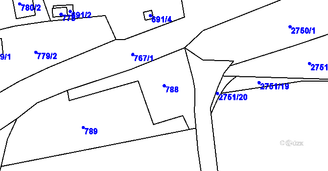 Parcela st. 788 v KÚ Bludov, Katastrální mapa
