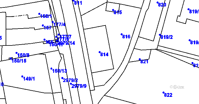 Parcela st. 814 v KÚ Bludov, Katastrální mapa