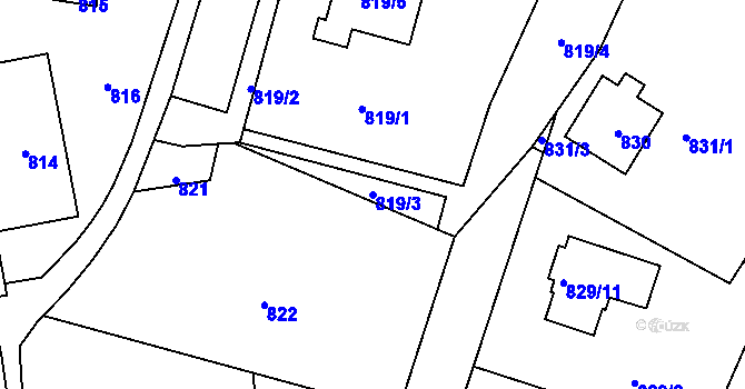 Parcela st. 819/3 v KÚ Bludov, Katastrální mapa