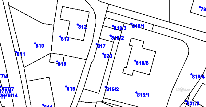 Parcela st. 820 v KÚ Bludov, Katastrální mapa