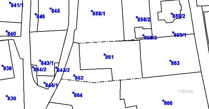 Parcela st. 861 v KÚ Bludov, Katastrální mapa