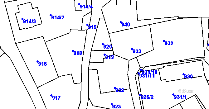 Parcela st. 919 v KÚ Bludov, Katastrální mapa