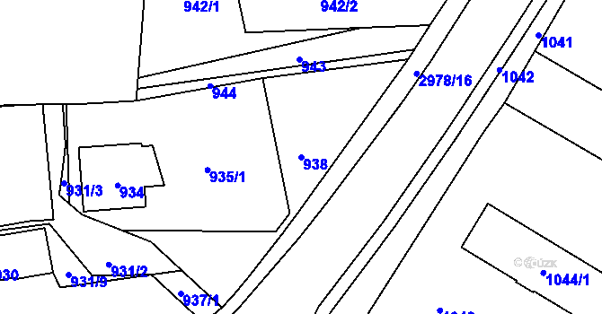 Parcela st. 938 v KÚ Bludov, Katastrální mapa