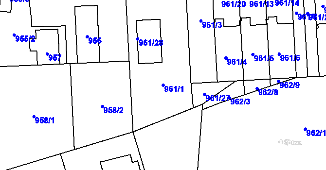 Parcela st. 961/1 v KÚ Bludov, Katastrální mapa