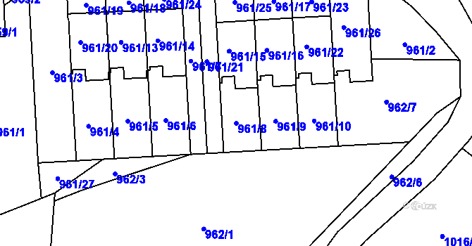 Parcela st. 961/8 v KÚ Bludov, Katastrální mapa