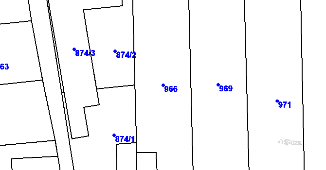 Parcela st. 966 v KÚ Bludov, Katastrální mapa