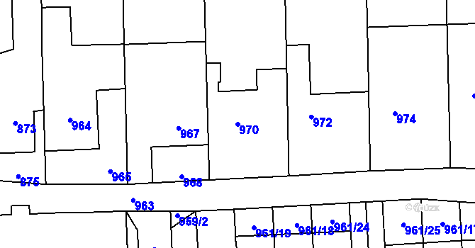Parcela st. 970 v KÚ Bludov, Katastrální mapa