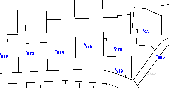 Parcela st. 976 v KÚ Bludov, Katastrální mapa