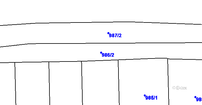 Parcela st. 986/2 v KÚ Bludov, Katastrální mapa