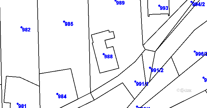 Parcela st. 988 v KÚ Bludov, Katastrální mapa
