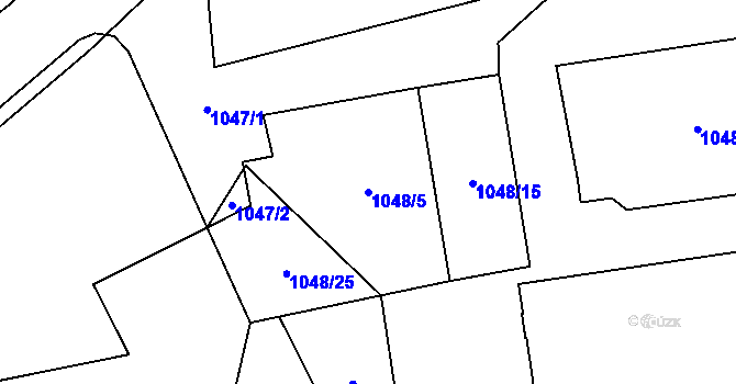 Parcela st. 1048/5 v KÚ Bludov, Katastrální mapa