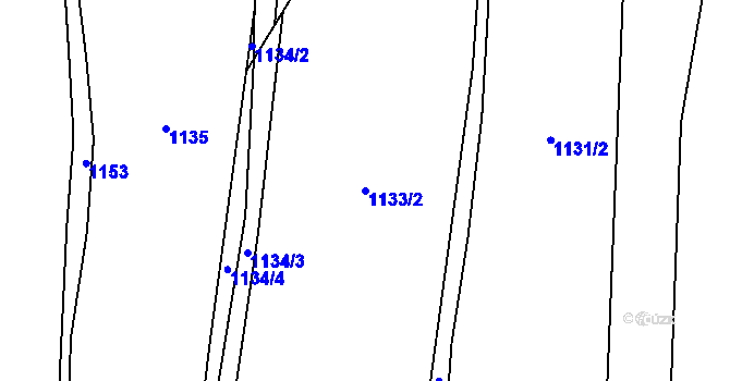 Parcela st. 1133/2 v KÚ Bludov, Katastrální mapa