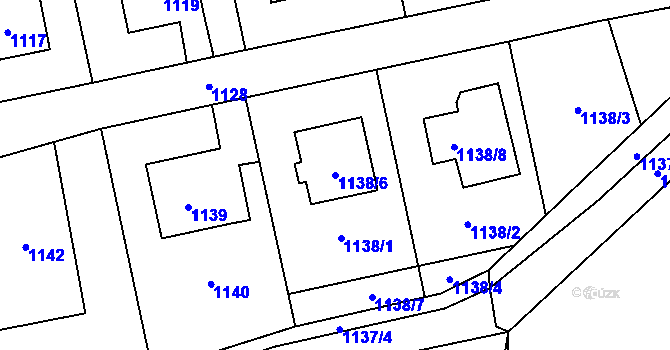 Parcela st. 1138/6 v KÚ Bludov, Katastrální mapa