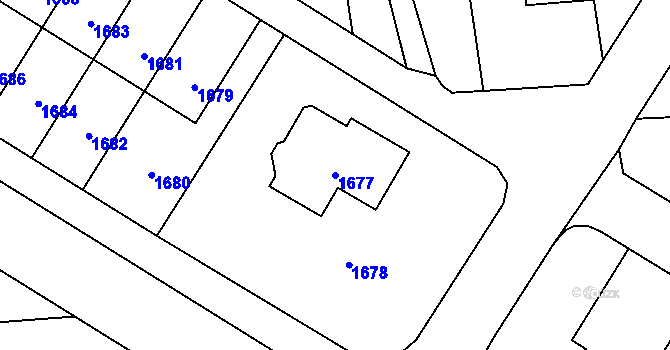 Parcela st. 1677 v KÚ Bludov, Katastrální mapa