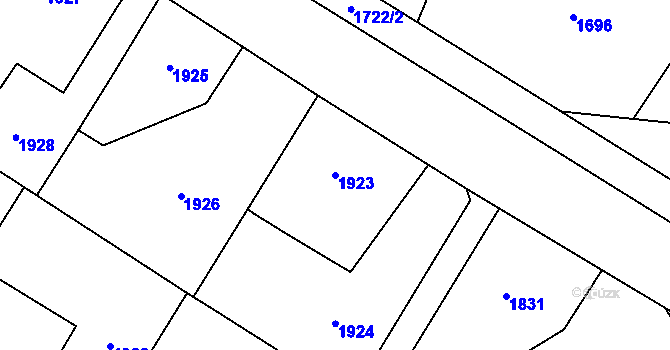 Parcela st. 1923 v KÚ Bludov, Katastrální mapa