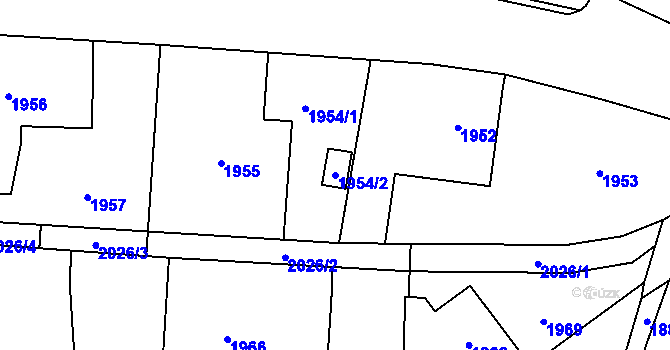 Parcela st. 1954/2 v KÚ Bludov, Katastrální mapa