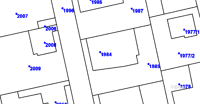 Parcela st. 1984 v KÚ Bludov, Katastrální mapa