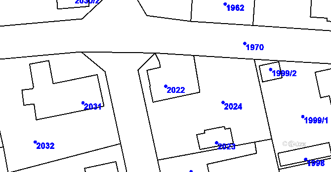 Parcela st. 2022 v KÚ Bludov, Katastrální mapa