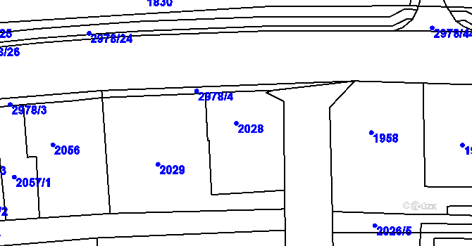 Parcela st. 2028 v KÚ Bludov, Katastrální mapa