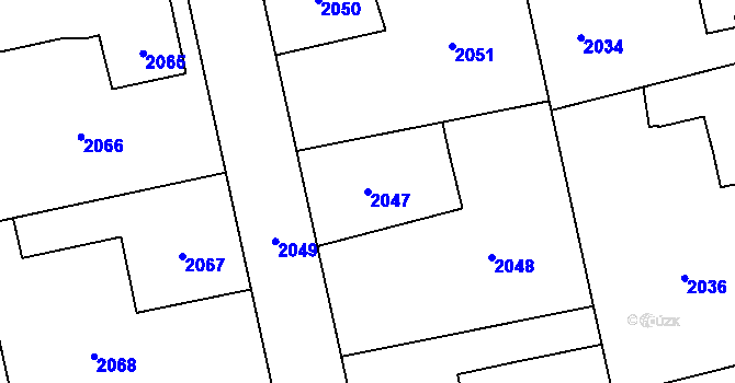 Parcela st. 2047 v KÚ Bludov, Katastrální mapa