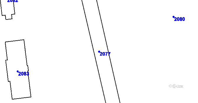 Parcela st. 2077 v KÚ Bludov, Katastrální mapa