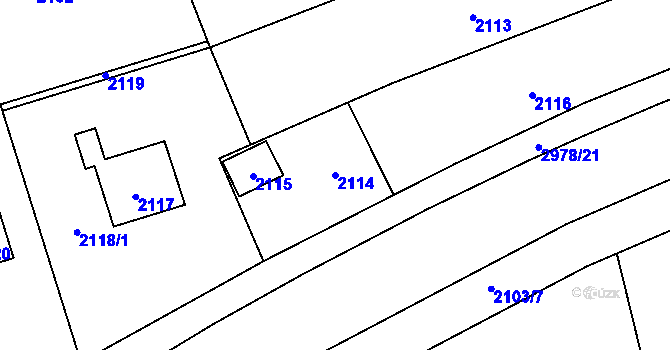 Parcela st. 2114 v KÚ Bludov, Katastrální mapa