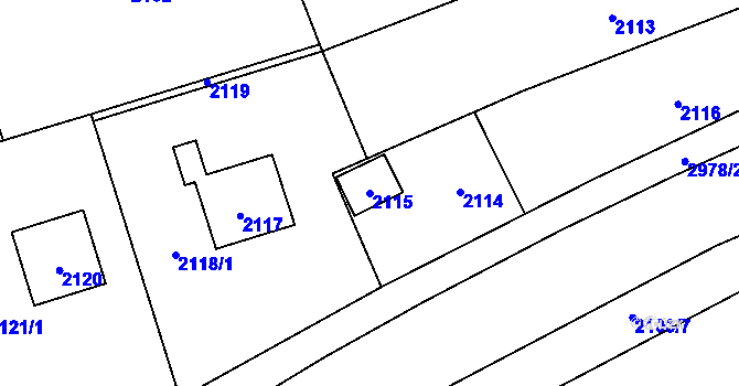 Parcela st. 2115 v KÚ Bludov, Katastrální mapa
