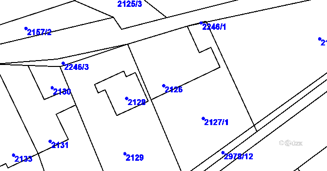 Parcela st. 2126 v KÚ Bludov, Katastrální mapa